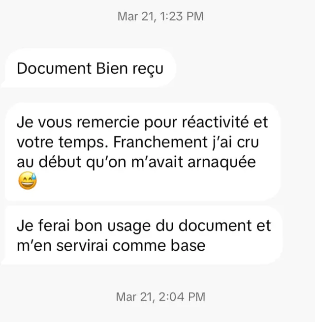 Commentaire d'un étudiant sur TikTok